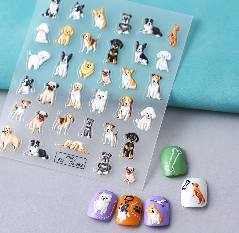 NAIL ART Character 5D Nail Seals Puppy Dogs Nail Stickers Nail