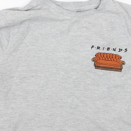 Primark Womens Grey Cotton Blend Cropped T-Shirt Size 2XS Crew Neck - Friends - Picture 10 of 12