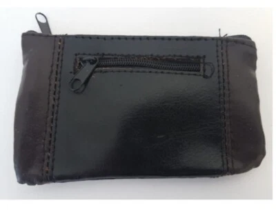 BORSELLO PORTAMONETE SIMILPELLE NERO MARRONE CON ANELLO PORTACHIAVI carte monete - Imagen 1 de 2