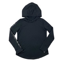 Under Armour Hoodie Boys YL Large Black Coldgear Loose Printed Sleeve Pullover