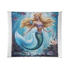 Mermaid Dream Comforter, Ocean-Themed Bedding, Fantasy Decor, Kids Room Style,