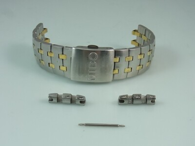 Mido Wrist Watch Band Stainless Steel Band Replacement Part / Gold 0 3/4in