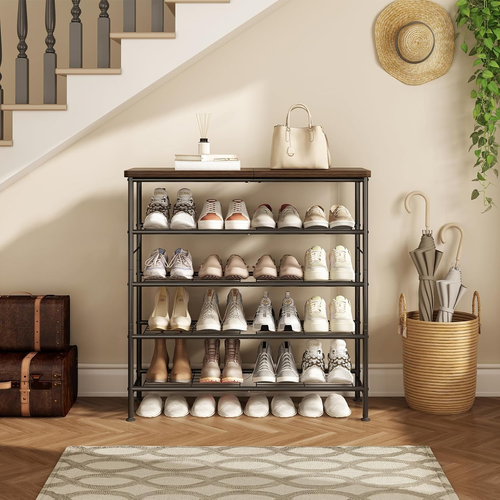 Shoe Rack Organizer 5 Tier for Closet Entryway Free Standing Metal Storage Shoe - Picture 2 of 12