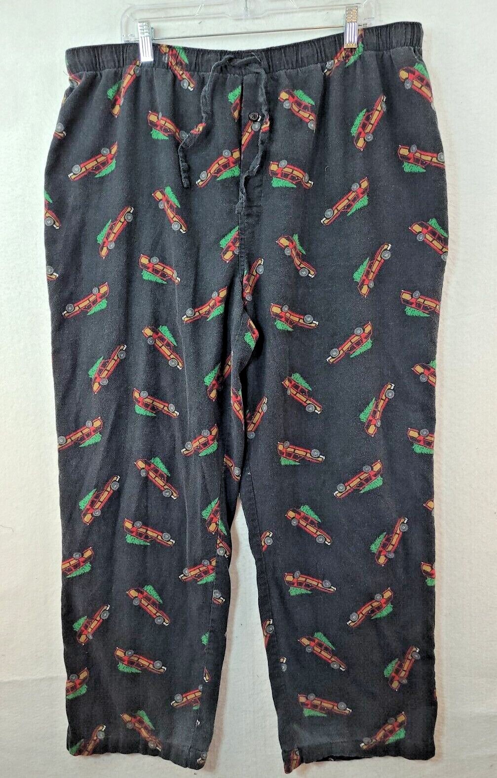National Lampoon Christmas Vacation Mens XL Black Pajama Lounge Flannel Pants