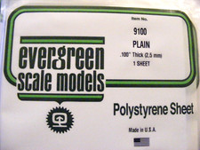 EVERGREEN 9100 STYRENE SHEET 6 " x 12" .100 Thick  1 Plain White Sheet