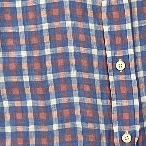 Johnnie-o Mens X-Shirt Large Blue Red Plaid West Coast Prep Button Down Cotton - Picture 6 of 11