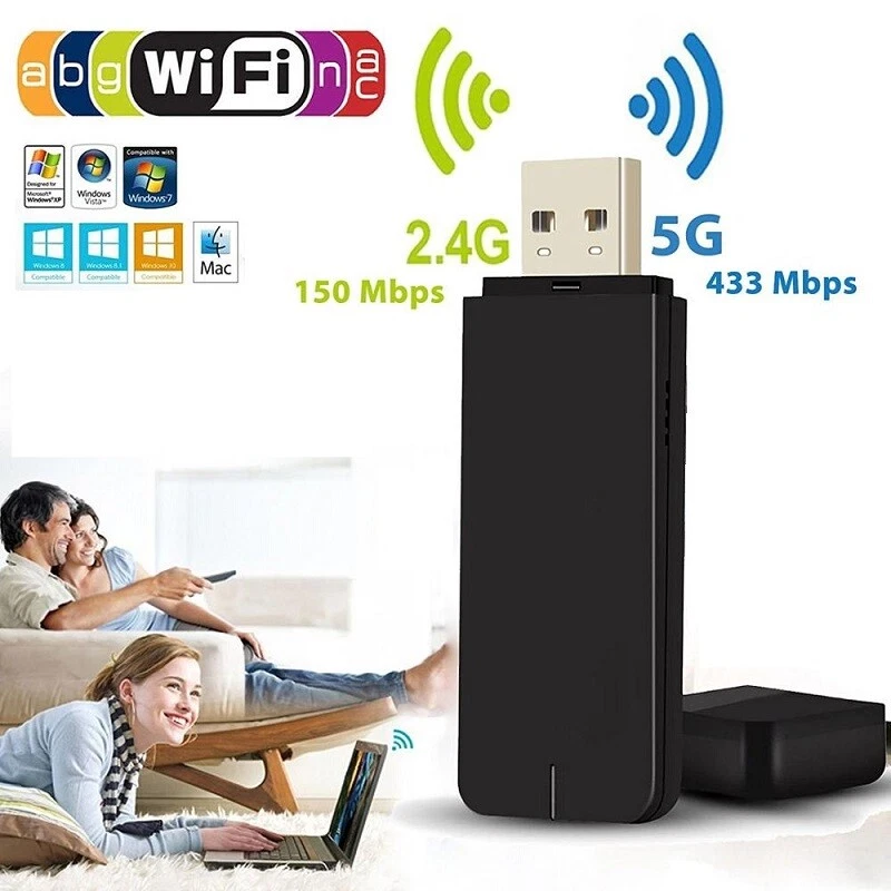 Dual Band Wireless Network Card 802.11a/b/g/n/ac USB WiFi Adapter 433/150Mbps AU - Image 3 of 4