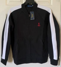$148 NWT Mens Polo Ralph Lauren Double Knit Mesh Baseball Track Jacket Black