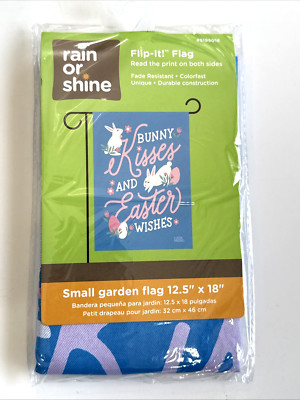Easter Bunny Kisses Wishes 12 .5  x 18  Porch Garden Yard Flag Rain or Shine