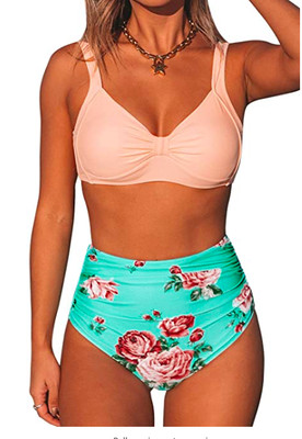 halter top bikini high waisted