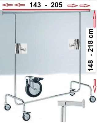 KLEIDERSTÄNDER COMPANY Metall Kleiderständer Kleiderwagen Garderobe mit Rollen Garderobenständer 17.14.