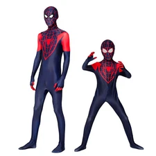 Spiderman Into the SpiderVerse Miles Morales Jumpsuit Kids Adult Costume Cosplay