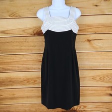 Nine West Suit Pencil Dress Womens Size 2 Black Sleeveless Square Neck Business