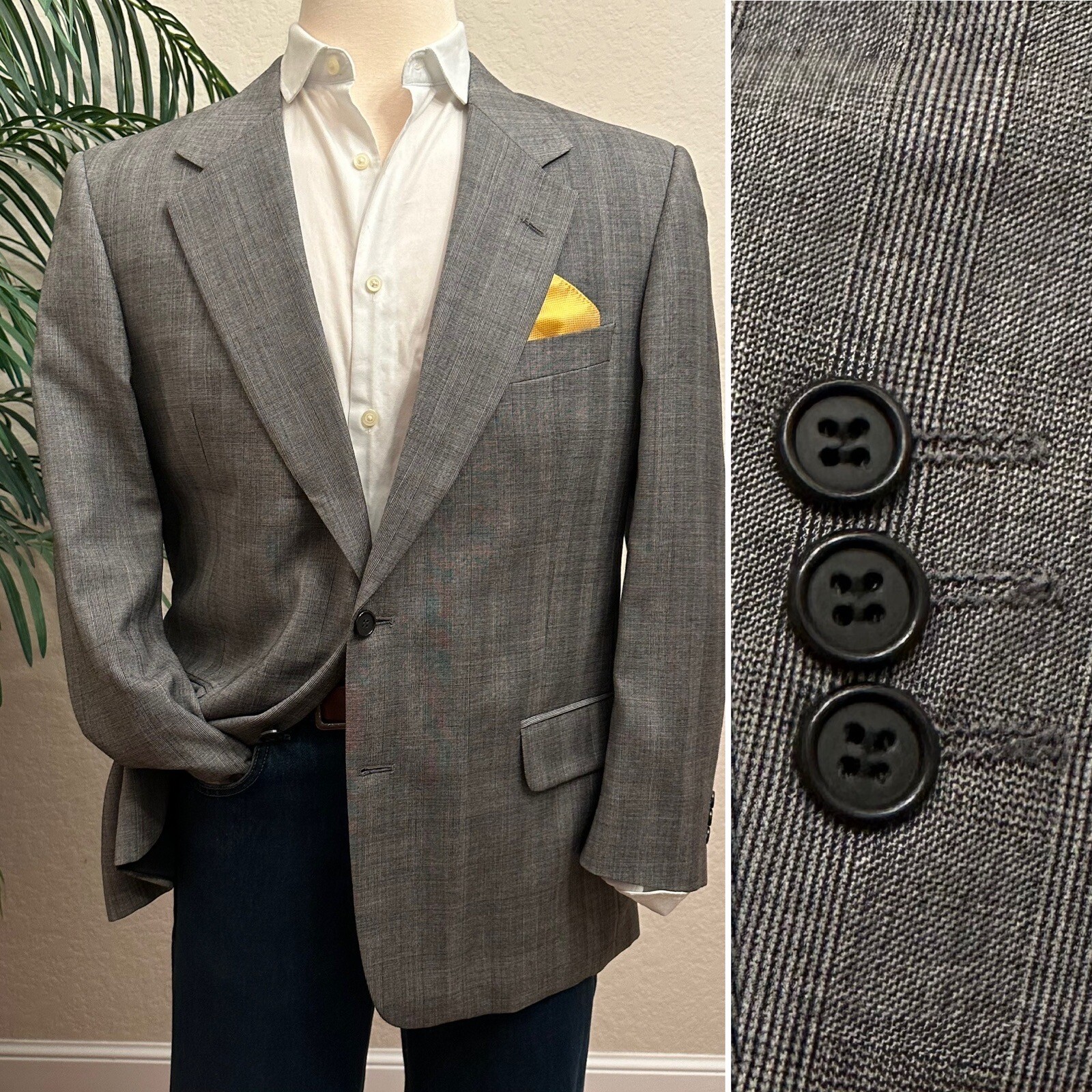 BLAZER DA UOMO YVES SAINT LAURENT TAGLIA 42 CAPPOTTO SPORTIVO YSL GIACCA A QUADRI IN LANA PEGGIOR