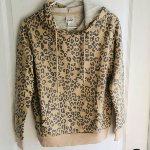 Brand New Belle Du Jour Leopard Print Pullover Hoodie For Women Size Small