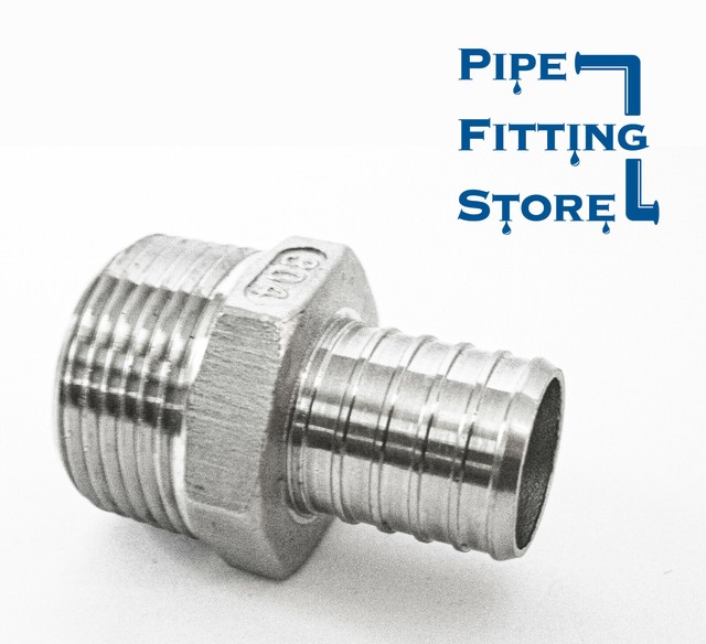 3/4" Stainless Steel PEX Adapter MNPT x Male PEX Hose Barb Crimp
