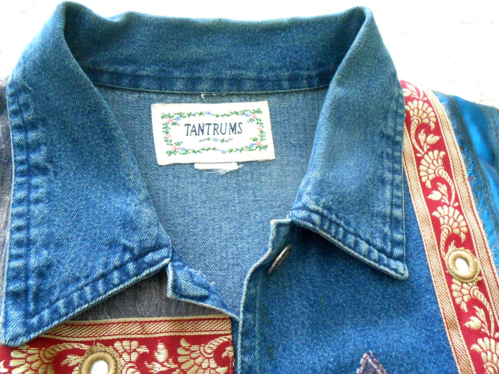 TANTRUMS BLUE JEAN JACKET (PATCHWORK) with flower… - image 4