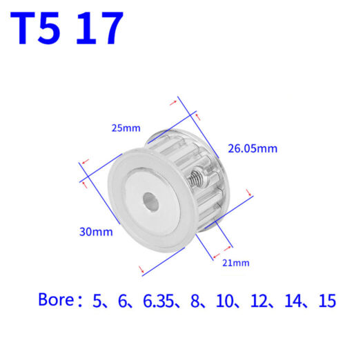 T5 12T-60T Timing Belt Pulley Pitch 5mm AF-type With Keyway Teeth Width 21mm - Picture 10 of 26