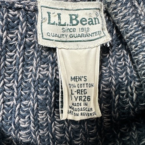 LL Bean Sweater Men's Large Reg Blue Full Zip Jacket Cardigan Cotton Outdoors - Picture 4 of 8
