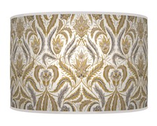 Morris Inspired Ochre Gold Grey Pendant Light Shade Handmade Lampshade