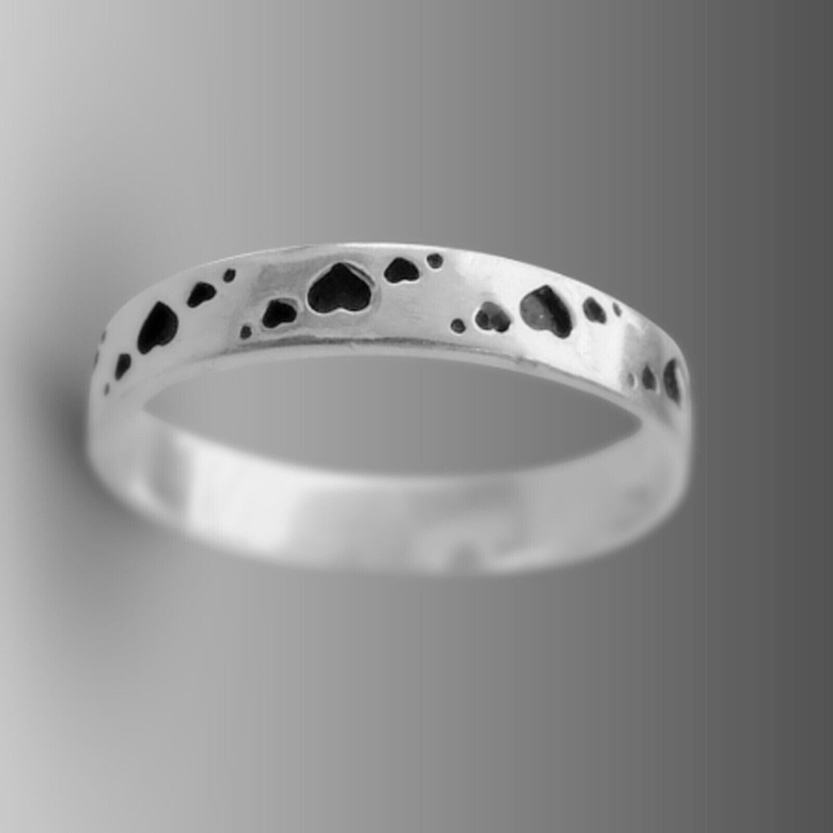 Heart Love Handmade 925 Sterling Silver Band Design Ring, For Men Women
