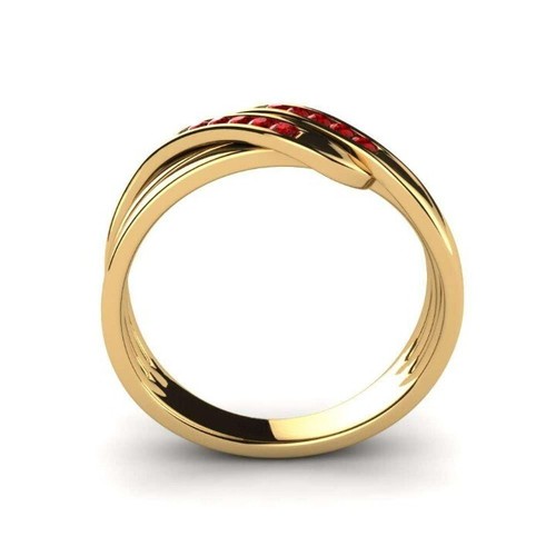 Ruby Channel-Set Round 2.00mm Casual Ring With Yellow Gold Plated - Picture 2 of 6