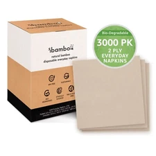 Ibambo Bamboo Everyday Napkins - 3000 Pack, 2-Ply, Compostable Dinner Napkins
