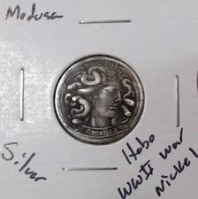 HOBO Medusa United Snakes of America Made From A REAL WWII Silver Nickel SIGNED