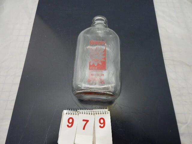 Vintage BORDENS DAIRY, 1/2 GAL MILK BOTTLE, RED GRAPHICS