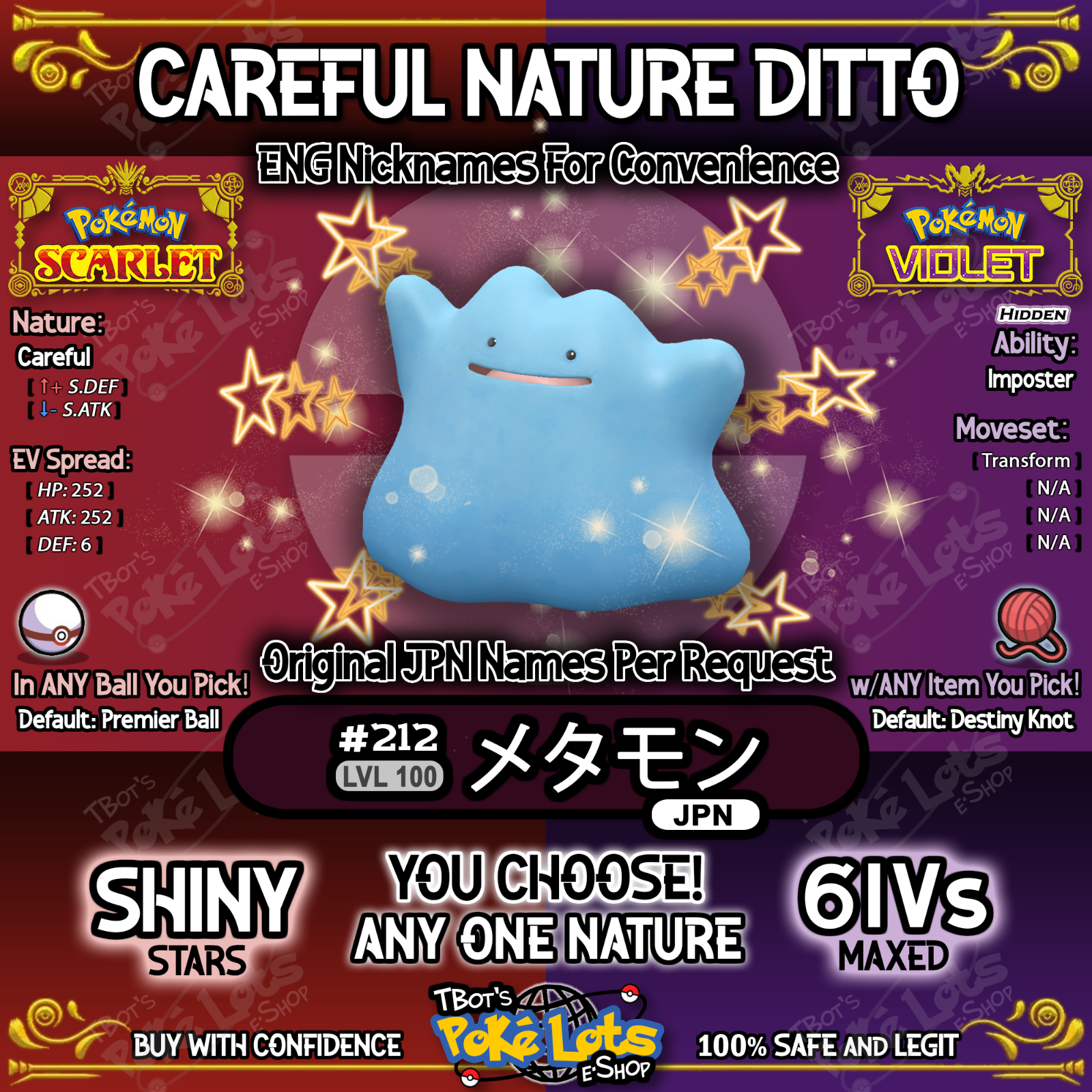 6IV Shiny Ditto Japanese or English Pokemon Scarlet and Violet