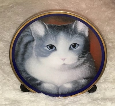 Special Gifts By Crowning Touch Ceramic Plate Gray White Cat