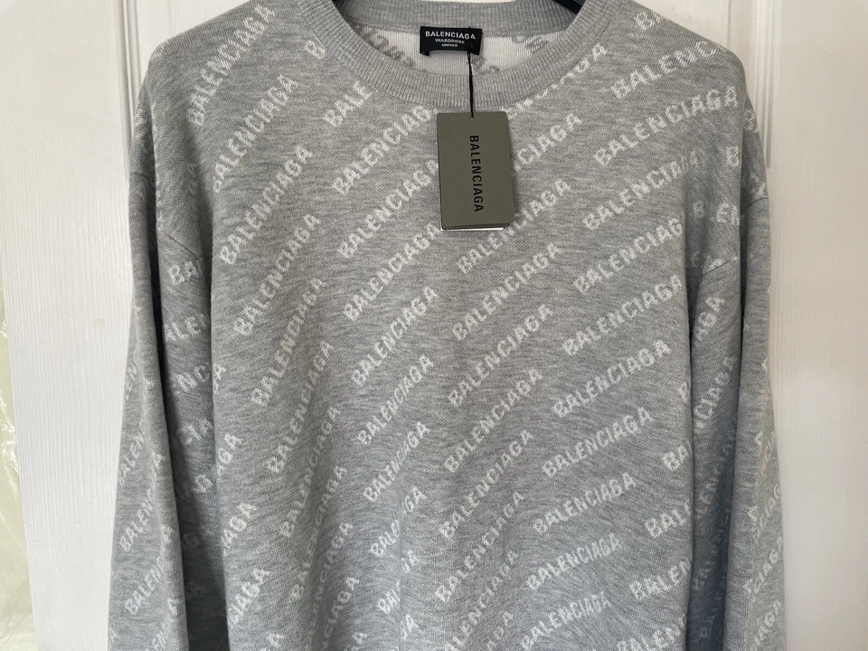 BALENCIAGA Logo-Jacquard Knitted Crewneck Sweater RRP£1050 Fast Shipping🚚✅🚚 - Image 3 of 4