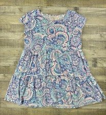 Lilly Pulitzer Dress Womens XXL Blue Paisley Short Sleeve Cotton Sundress