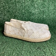 TOMS Deconstructed Alpargata Floral Lace Mesh Slip On Flat Shoes White Womens 8