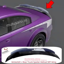 FOR DODGE CHARGER 2011-23 REAR TRUNK HELLCAT SRT STYLE SPOILER WING + WICKERBILL