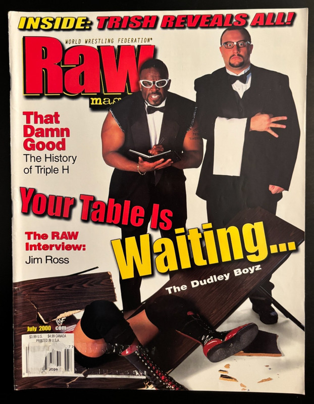 WWF RAW Magazine -July 2000 - Dudley Boyz!  Trish poster still attached!