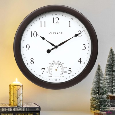 10.4 Inch Indoor Outdoor Clocks Waterproof,Outdoor Clock with Temperature for...