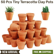 50PCS Mini Terracotta Clay Pots Small Plant Pots Drainage Indoor Outdoor Garden