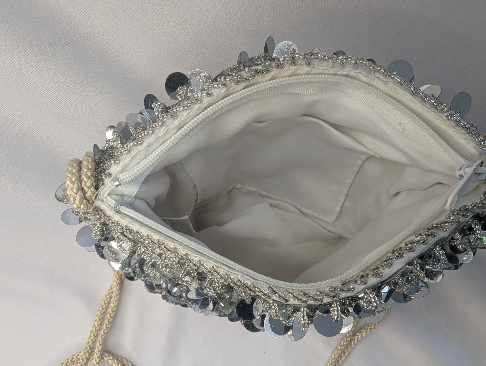 Beautiful Silver Sequence Beaded  Small Crossbody… - image 4