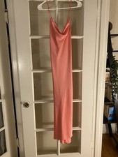 ASTR The Label Satin Midi Dress Backless Medium Peach Cowl Neck Cocktail