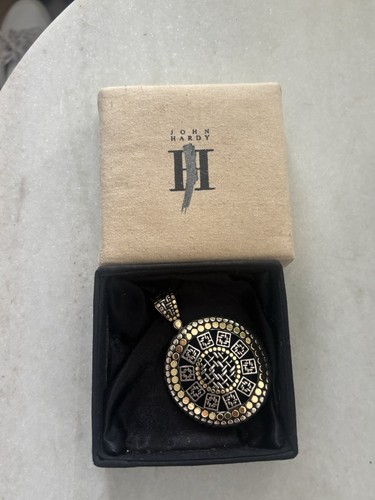 John Hardy 925 Sterling Silver 18K Gold Large Round Dot Pendant 58.16g w/ Box