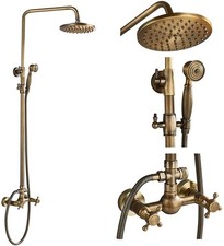 Antique Brass Shower Faucet 8 Inch Rain Handheld
