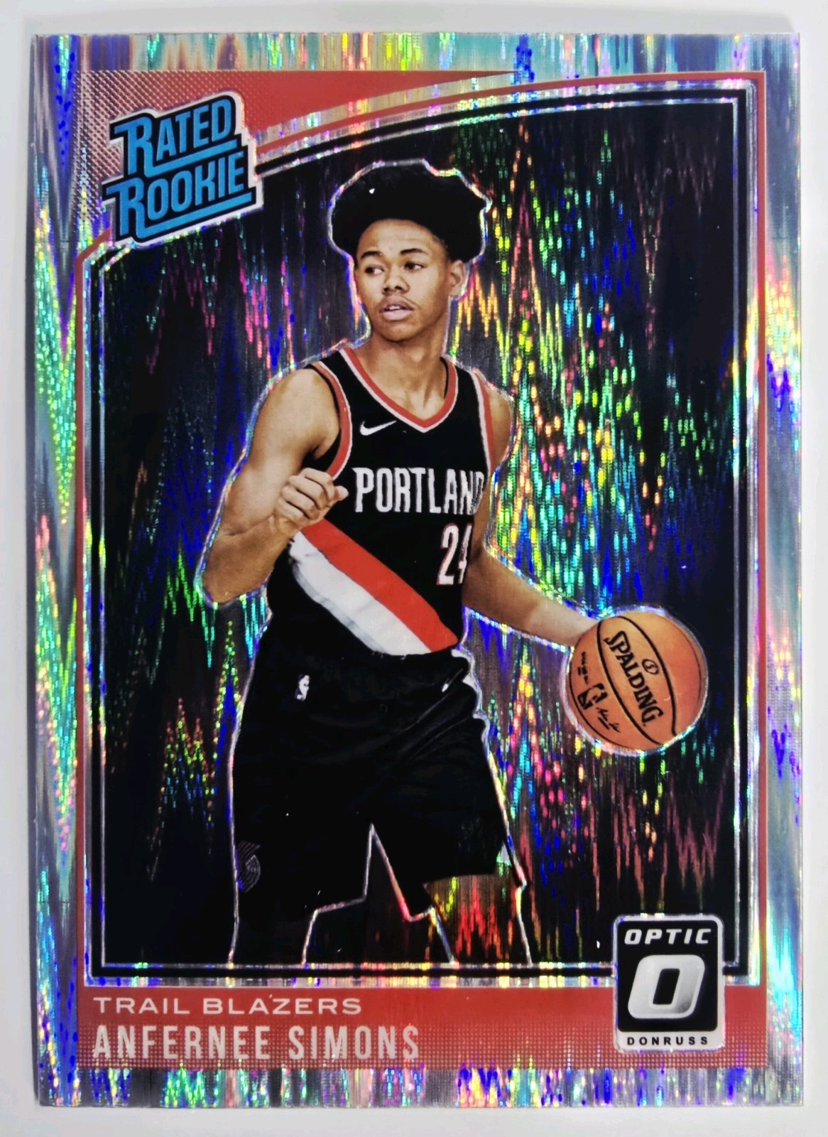 2018-19 Panini Donruss Optic Rated Rookie Anfernee Simons #186 Shock Prizm RC