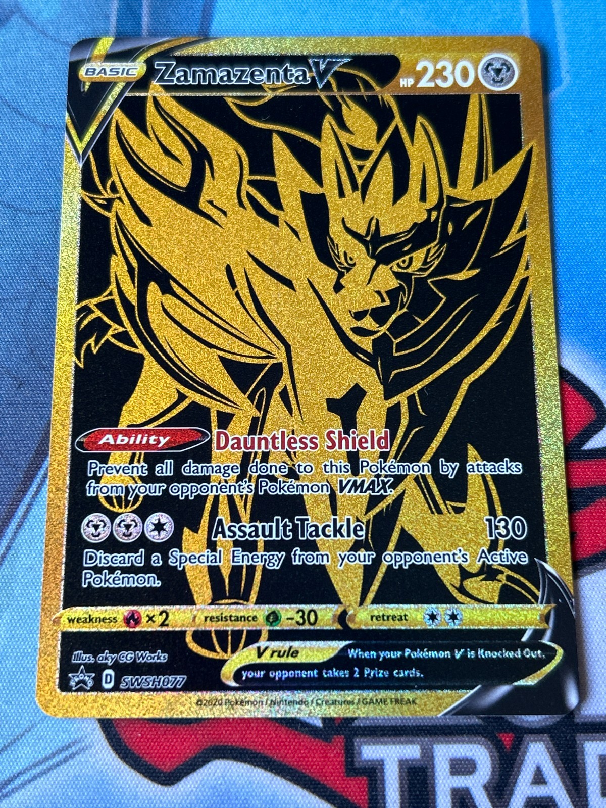 Pokemon Zamazenta V SWSH077 - Sword & Shield Black Star Promo Gold - NM