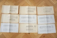 c1930s 1940s Railway Corridor  Carriage Technical Drawings x9 Ref F