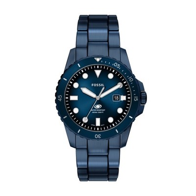 Fossil Herren-Uhr Blue Dive Marineblau Quarz Edelstahl-Band FS6166