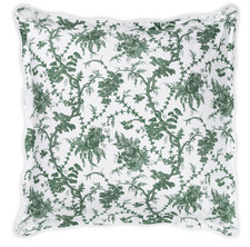 MATOUK SAN CRISTOBAL SCALLOPED LUCA PERCALE EURO SHAM FLOWER ANTIQUE PRINT GREEN