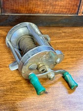 PFLUEGER AKRON No. 1893 Fishing Reel Made In USA Vintage Green Swirl Handles