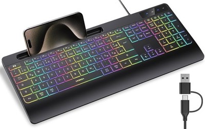 USB-A & USB-C Anschluss, Integrierter Handy- & Tablethalter - Ergonomisch