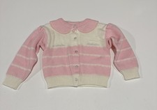 Vintage 70s Baby Sweater Cardigan Girl 24 Months Baby Pink Cottage Core Soft